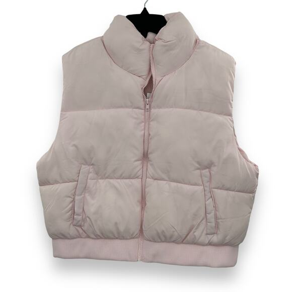 NEW Madden Girl Zip Up Puffer Vest Light Pink Size XL Coquette Winter Pastel - Picture 2 of 10